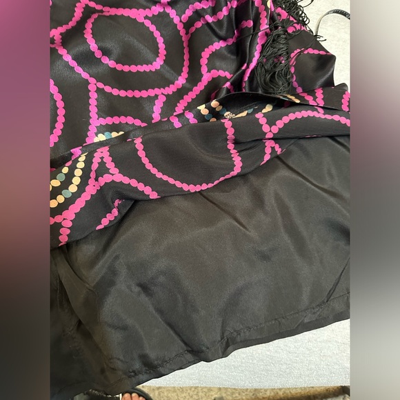 TRINA TURK Purple One Shoulder Silk Mini Dress with Dot Pattern + Fringe EUC - Picture 7 of 8